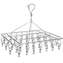Load image into Gallery viewer, Results duofire stainless steel clothes drying racks laundry drip hanger laundry clothesline hanging rack set of 36 metal clothespins rectangle for drying clothes towels underwear lingerie socks