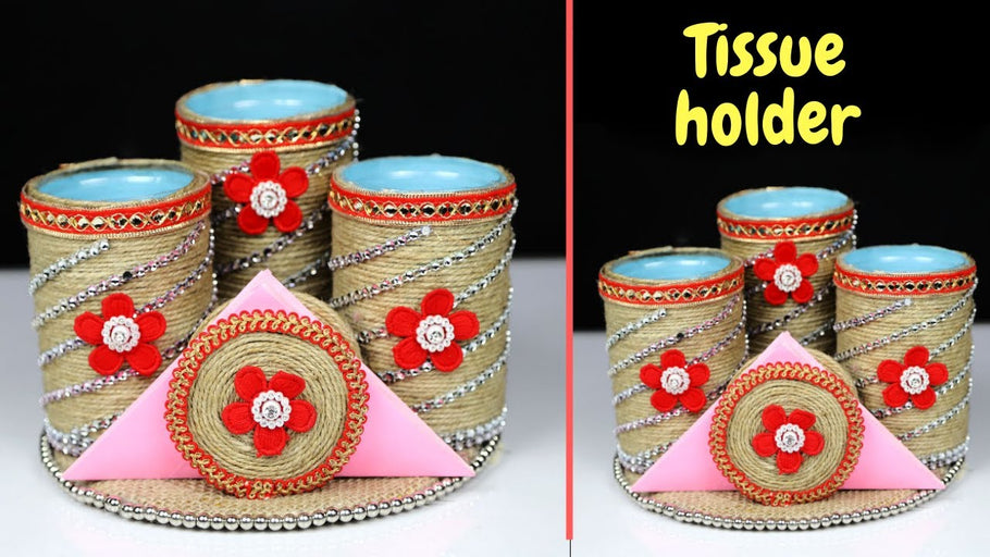 Jute Storage Basket and Organizer with Plastic Bottle | Jute Craft Ideas Tissue Holder by Tanis GallerY (1 year ago)