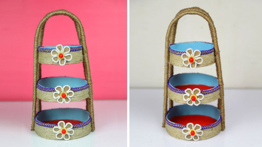 DIY Jute Organizer Jute Craft Ideas | Jute Storage Basket and Organizer with Handles | out of waste by Tanis GallerY (1 year ago)