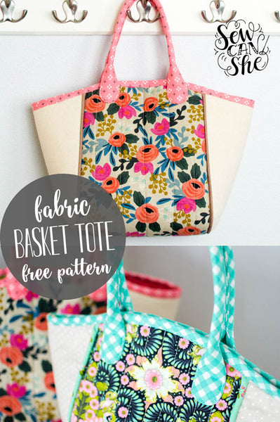 DIY Fabric Basket Tote {free sewing pattern}