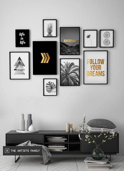 Home Decorating Ideas Bedroom Downloadable Prints Set of 10 Minimalist Minimal Pineapple Boho Art Walls Gold M…