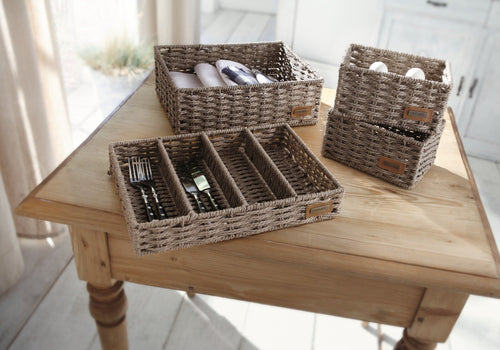 Cutlery Tray, Cutlery Basket Organizer, Traditional Wicker Kitchen Organisers, Braided Cutlery Tray, Cutlery, 