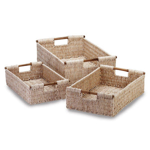 Baskets For Storage, Woven Storage Baskets, Corn Husk Nesting Basket Set Of 3