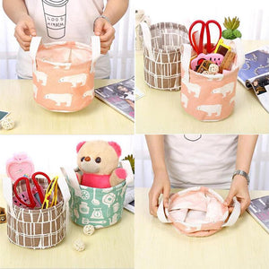 Foldable Kid Toys Storage Bags Cotton Linen Waterproof  Laundry Basket Organizer