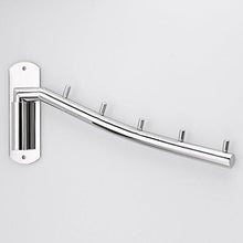 Load image into Gallery viewer, Shop sumnacon wall mounted clothes hanger rack stainless steel garment hooks swing arm holder space saver coat robe storage organizer laundry room bedrooms clothing drying rack 5 hooks