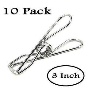 Discover the best 10 pack 3inch jumbo heavy duty stainless steel wire clips for drying on clothesline clothespins for home laundry office