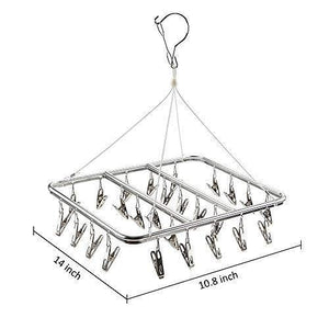 Save on asperffort stainless steel laundry drying rack with 26 clips drip hanger with metal clothespins for drying socks bras underware baby clothes socks clother hanger