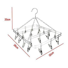 Load image into Gallery viewer, Amazon mesheshe 20 clips sock underwear clothes outdoor airer dryer laundry hanger stainless steel square wire clip clothes rack sock dryer rack