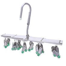 Load image into Gallery viewer, Shop here hanging drying rack drip hanger laundry underwear sock lingerie drying hooks 18 clips pegs stainless stell folding portable windproof advanced instant collect clothesgreen