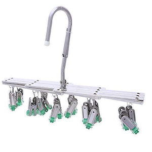 Shop here hanging drying rack drip hanger laundry underwear sock lingerie drying hooks 18 clips pegs stainless stell folding portable windproof advanced instant collect clothesgreen