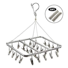 Load image into Gallery viewer, Save asperffort stainless steel laundry drying rack with 26 clips drip hanger with metal clothespins for drying socks bras underware baby clothes socks clother hanger