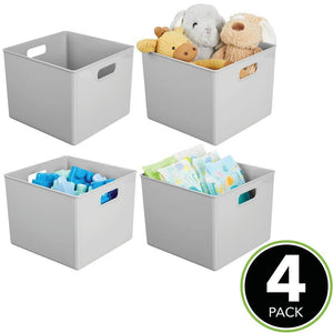 Best seller  mdesign plastic home storage organizer bin for cube furniture shelving in office entryway closet cabinet bedroom laundry room nursery kids toy room 10 x 10 x 8 4 pack gray