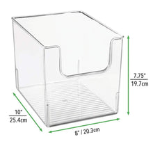 Load image into Gallery viewer, Purchase mdesign plastic open front bathroom storage organizer basket bin for cabinets shelves countertops bedroom kitchen laundry room closet garage 8 wide 4 pack clear
