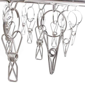 Exclusive stainless steel clothes drying racks laundry drip hanger laundry clothesline hanging rack set of 24 clothespins for drying clothes towels underwear lingerie socks