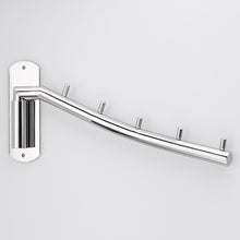 Load image into Gallery viewer, Kitchen sumnacon wall mounted clothes hanger rack stainless steel garment hooks swing arm holder space saver coat robe storage organizer laundry room bedrooms clothing drying rack 5 hooks 1
