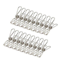 Load image into Gallery viewer, Storage organizer segarty stainless steel clips 100 pack utility wire laundry clips clothes pins metal clothesline clothespins for clothes drying bags sealing room decorating files clipping