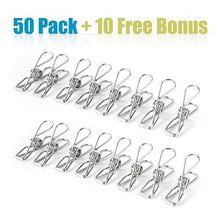 Load image into Gallery viewer, Shop itowe clothespin 2 2 pin 60 pack stainless steel wire clip durable metal pin for clothesline utility pin for laundry kitchen backyard outdoor clothes drying bag sealing room decorating office pin