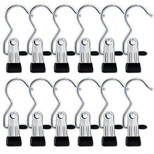 Load image into Gallery viewer, Best 12 pcs ipow portable laundry hook hanging clothes pins stainless steel travel home clothing boot hanger hold clips