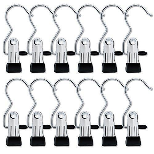 Best 12 pcs ipow portable laundry hook hanging clothes pins stainless steel travel home clothing boot hanger hold clips