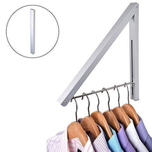 Load image into Gallery viewer, Select nice stock your home folding clothes hanger wall mounted retractable clothes drying rack laundry room closet storage organization aluminum easy installation silver