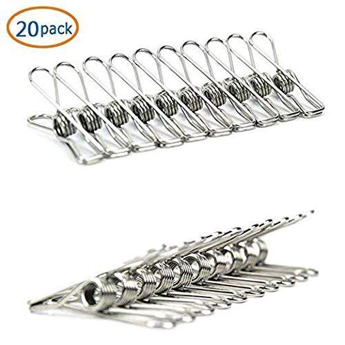 Budget tianlian stainless steel wire clips for drying on clothesline clothespins hanging clips hooks clothes pins for home laundry office use 5 6cm 2 2inch 20 pack