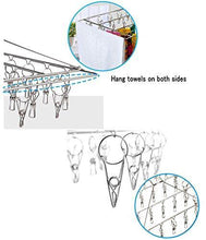 Load image into Gallery viewer, Purchase duofire stainless steel clothes drying racks laundry drip hanger laundry clothesline hanging rack set of 26 metal clothespins rectangle for drying clothes towels underwear lingerie socks