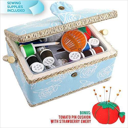 Large Sewing Basket Organizer with Complete Sewing Kit