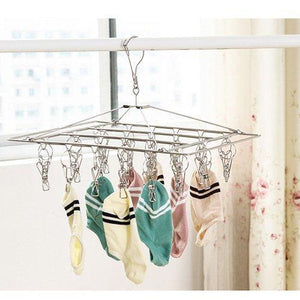 Related duofire stainless steel clothes drying racks laundry drip hanger laundry clothesline hanging rack set of 26 metal clothespins rectangle for drying clothes towels underwear lingerie socks