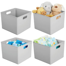 Load image into Gallery viewer, Top rated mdesign plastic home storage organizer bin for cube furniture shelving in office entryway closet cabinet bedroom laundry room nursery kids toy room 10 x 10 x 8 4 pack gray