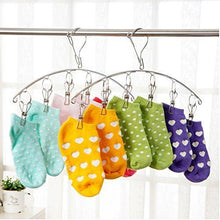 Load image into Gallery viewer, Heavy duty 3 pack stainless steel laundry drying rack clothes hanger with 10 clips for drying socks drying towels diapers bras baby clothes underwear socks gloves