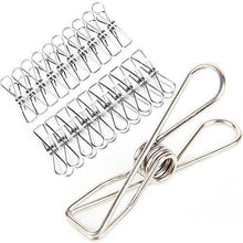Load image into Gallery viewer, Heavy duty 10 pack 3inch jumbo heavy duty stainless steel wire clips for drying on clothesline clothespins for home laundry office