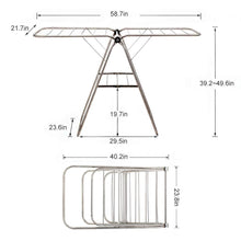 Load image into Gallery viewer, Heavy duty dlandhome stainless steel clothes drying rack gullwing space saving laundry rack foldable for indoor and outdoor use k8008
