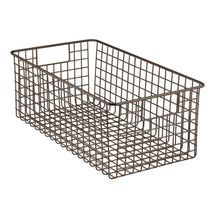 Load image into Gallery viewer, Budget friendly mdesign farmhouse decor metal wire bathroom organizer storage bin basket for cabinets shelves countertops bedroom kitchen laundry room closet garage 16 x 9 x 6 in 8 pack bronze