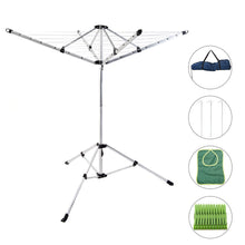 Load image into Gallery viewer, Latest drynatural foldable umbrella drying rack clothes dryer for laundry 4 arm 28 lines aluminum 65ft for indoor outdoor