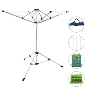 Latest drynatural foldable umbrella drying rack clothes dryer for laundry 4 arm 28 lines aluminum 65ft for indoor outdoor