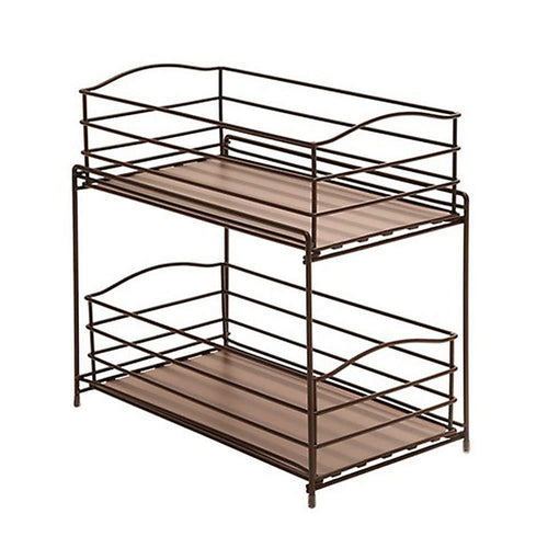 Seville Classics 2-Tier Sliding Basket Drawer Kitchen Counter and Cabinet Organizer, Bronze