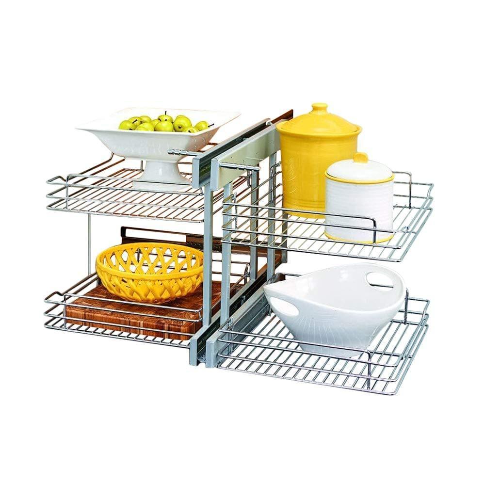 Rev-A-Shelf - 5PSP-18-CR - 18 in. Blind Corner Cabinet Pull-Out Chrome 2-Tier Wire Basket Organizer