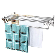 Load image into Gallery viewer, Home merya folding clothes drying rack wall mount retractable 304 stainless steel laundry drying rack bathroom towel rack with hooks rustproof space saving clothes hanger rack for indoor outdoor use
