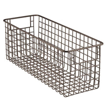 Load image into Gallery viewer, Get mdesign farmhouse decor metal wire food storage organizer bin basket with handles for kitchen cabinets pantry bathroom laundry room closets garage 16 x 6 x 6 8 pack bronze
