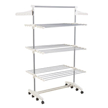 Load image into Gallery viewer, Online shopping heavy duty 3 tier laundry rack stainless steel clothing shelf for indoor outdoor use with tall bar best used for shirts towels shoes everyday home
