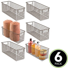 Load image into Gallery viewer, Shop for mdesign farmhouse decor metal wire bathroom organizer storage bin basket for cabinets shelves countertops bedroom kitchen laundry room closet garage 16 x 6 x 6 in 6 pack bronze