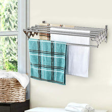 Load image into Gallery viewer, Online shopping merya folding clothes drying rack wall mount retractable 304 stainless steel laundry drying rack bathroom towel rack with hooks rustproof space saving clothes hanger rack for indoor outdoor use