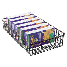 Load image into Gallery viewer, Kitchen mdesign household metal wire cabinet organizer storage organizer bins baskets trays for kitchen pantry pantry fridge closets garage laundry bathroom 16 x 9 x 3 4 pack matte black