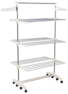 On amazon heavy duty 3 tier laundry rack stainless steel clothing shelf for indoor outdoor use with tall bar best used for shirts towels shoes everyday home