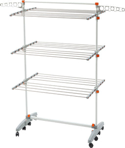 Discover the best idee bdp v23 foldable rolling 3 tier clothes laundry drying rack with stainless steel hanging rods collapsible shelves and base for easy storage made in korea premium size orange