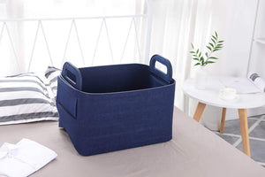 Purchase storage basket felt storage bin collapsible convenient box organizer with carry handles for office bedroom closet babies nursery toys dvd laundry organizing