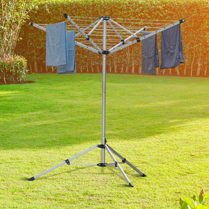 New drynatural foldable umbrella drying rack clothes dryer for laundry 4 arm 28 lines aluminum 65ft for indoor outdoor