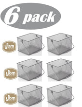 Load image into Gallery viewer, Related ybm home mesh wire food storage organizer bin basket with handle for kitchen pantry cabinets bathroom laundry room closets garage rectangle metal farmhouse mesh basket 6 pack