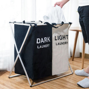 Laundry Sorter Hamper - Divided Laundry Basker for Light and Dark Clothes - Storage Baskets - PurpliKi