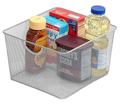 YBM Home 199 Silver Mesh Open Bin Storage Basket Organizer (10